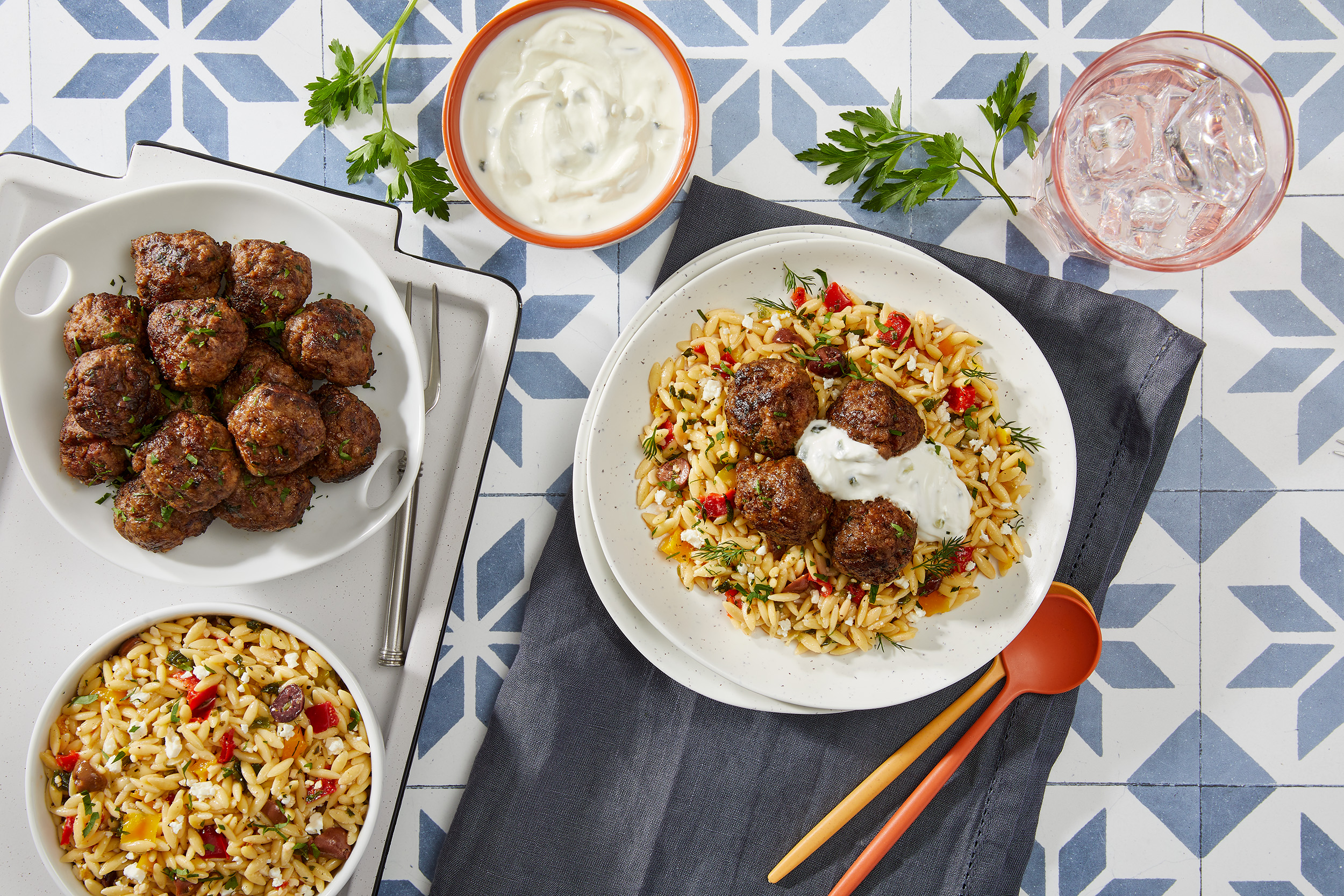 GREEK ORZO WITH MEATBALLS